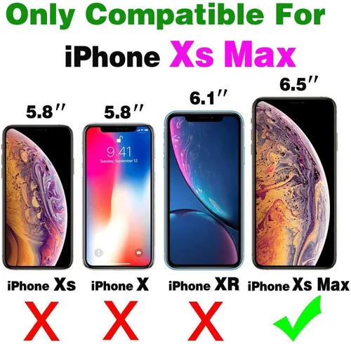 Miniatura 2 de Funda de teléfono para iPhone Xs Max de 6.5 pulgadas 2018 con protector de pantalla de vidrio templado, tarjetero con tapa de cuero para celular i X