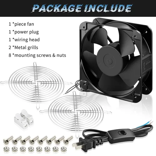 Miniatura 7 de Ventilador axial de metal para muffins AC 110V 120V 4.724 in x 0.984 in doble bola de alto rendimiento ventilador de caja pequeña para proyectos