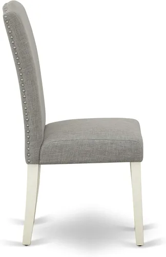Miniatura 8 de East West Furniture HBEN3-LWH-06 - Juego de mesa de comedor de 3 piezas que contiene una mesa de comedor redonda con pedestal y 2 sillas Parsons