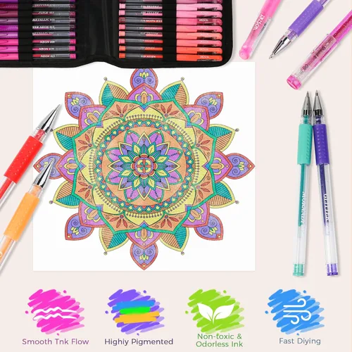 Miniatura 5 de ZSCM Paquete de 400 bolígrafos de gel para libros de colorear para adultos, 200 bolígrafos de colores para artistas con 200 repuestos, bolígrafos
