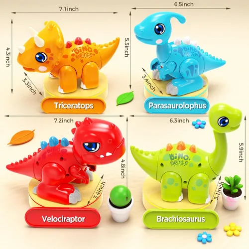 Miniatura 5 de Marstone Juguetes de dinosaurio para niños pequeños para niños de 1 año Regalos: Juguetes educativos con luz y sonido para construir Juguetes