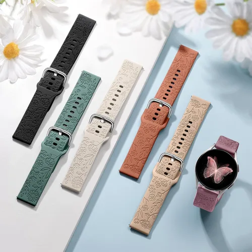 Miniatura 3 de SNBLK 6 unidades de bandas florales grabadas compatibles con Samsung Galaxy Watch 7 Banda 6 5 4 Active 2 FE 40mm 44mm/Watch 6/4 Classic/5 Pro/3
