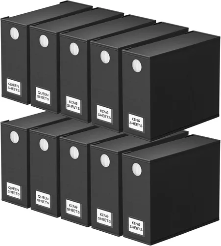 Miniatura 23 de SpaceAid Paquete de 4 organizadores de sábanas y almacenamiento, organizador de sábanas plegable para armario de lino, juego de sábanas con ventana