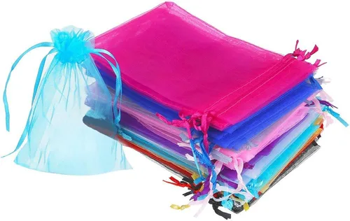 Miniatura 16 de Boshen 100/200 bolsas de organza transparentes para regalos y dulces, bolsas de malla para joyas con cordón al por mayor para detalles de bodas