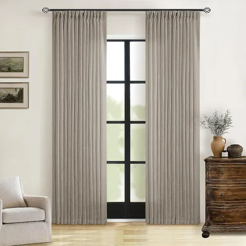 Miniatura 62 de Cortinas de lino natural con pliegues fruncidos de 120 pulgadas de largo para sala de estar, cortinas plisadas con ganchos y lengüeta trasera