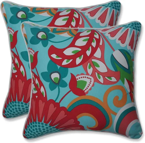 Miniatura 61 de Pillow Perfect - Cojines decorativos florales brillantes para interiores/exteriores, 2 unidades, lumbar - 11.5 x 18.5 pulgadas, verde/rojo Zoe