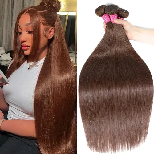 Miniatura 23 de YISEA Paquetes de cabello humano liso con cierre de encaje (12 14 16+10 cierre) Paquetes de cabello humano 3 con cierre de encaje 4x4 100%