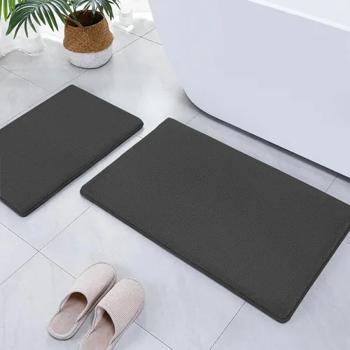 Miniatura 23 de SWEMSTAR Alfombra de baño de espuma viscoelástica con alfombra de inodoro, tapete de baño absorbente de agua para suelo de baño, antideslizante