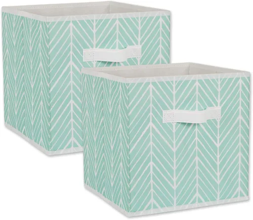 Miniatura 9 de DII Non Woven Storage Collection - Contenedor de espiga de poliéster, juego pequeño de 2, menta, 2