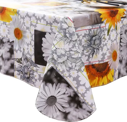 Miniatura 43 de Mantel de vinilo resistente con reverso de franela, mantel de plástico impermeable a prueba de aceite, resistente a las manchas, limpiable, cubierta