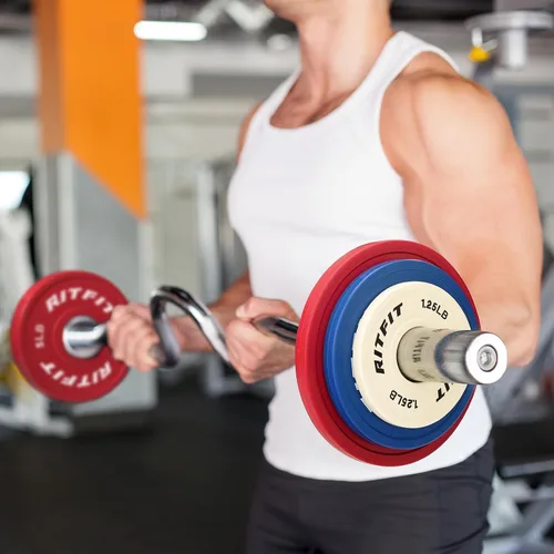 Miniatura 6 de RitFit Fractional Rubber Weight Plates, Colored Bumper Plates for Starting Strength and Progressive Overload Training, Pair and Sets