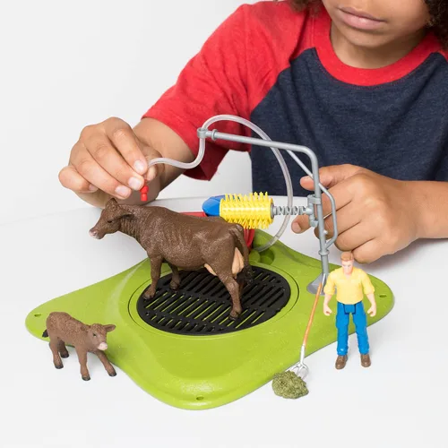 Miniatura 3 de Schleich Farm World, juguetes de animales de granja para niños, Happy Cow Wash con juguetes de vaca y área de lavado de trabajo, juego de 16 piezas