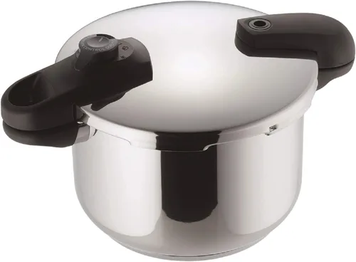Pearl Metal HB-5136 - Olla a presión, 1.3 galones (5.5 L), ambas manos, fondo de 3 capas, conmutable, Quick Eco Plateado (sliver)