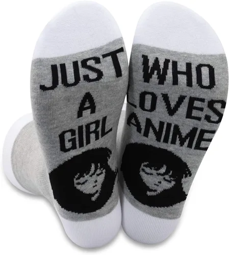 LEVLO 2 pares de calcetines de anime novedad regalo para amantes de anime Just A Girl Who Loves Anime calcetines de anime de regalo de los