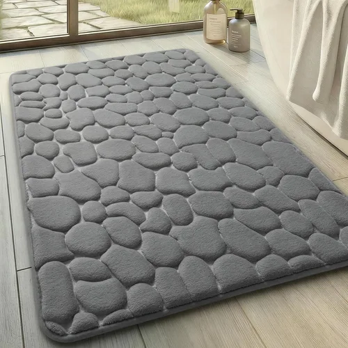 Miniatura 43 de YIHOUSE - Alfombra de espuma viscoelástica para pasillo, alfombras de baño con patrón de adoquín, superabsorbentes, alfombras de baño lavables a