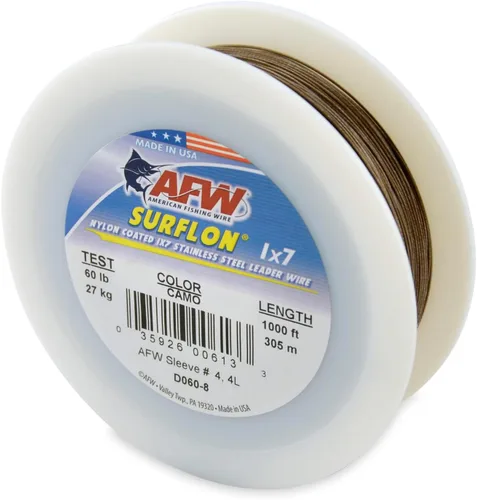 Miniatura 76 de Alambre de pesca americano Surflon recubierto de nailon 1x7 de acero inoxidable, línea líder de pesca para agua salada, prueba de 10 libras - prueba