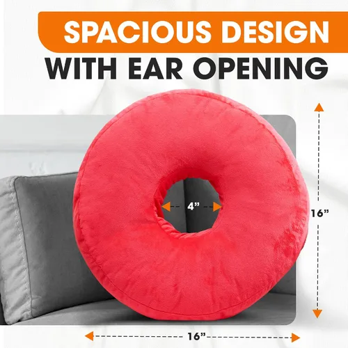 Miniatura 3 de Cheer Collection Almohada de dona para recuperación de piercings de oreja, almohada de lujo de microfibra para dormir de lado, para dormir