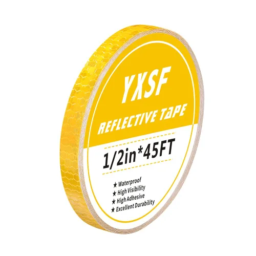 Cinta de seguridad reflectante, tiras reflectantes amarillas de 1/2 pulgada x 45 pies, cinta reflectante impermeable de alta viscosidad para Amarillo