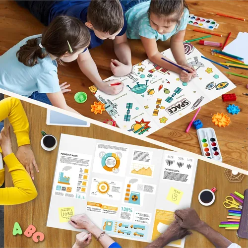 Miniatura 5 de Chell Tablero de Póster Tríptico de Tamaño Mini, 16" x 24", Tableros de Proyecto Corrugados Pequeños, Blanco, Paquete de 2