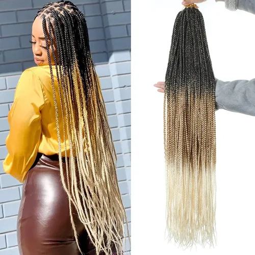 Miniatura 63 de XTREND 10 Pulgadas 6 Paquetes Trenzas de Caja de Ganchillo Cabello Pre-anudado Sin Nudos Bobo Trenzas de Caja 3X Extensiones de Cabello Trenzado 1b#