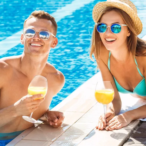 Miniatura 4 de Copas de vino flotantes para piscina con tapas de taza, juego de 2, copas de vino inastillables junto a la piscina, taza flotante, tina de piscina