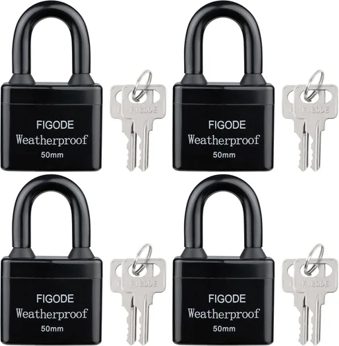 Miniatura 8 de FIGODE® Candado impermeable para exteriores, cerradura grande de servicio pesado resistente con cubierta de acero laminado con llave, 2.2 pulgadas