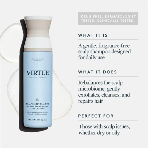 Miniatura 2 de VIRTUE Champú remedio para el cuero cabelludo, equilibrio de microbiomas para cuero cabelludo seco, graso e irritado, sin fragancia, seguro