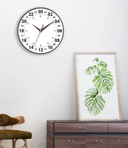 Miniatura 5 de Reloj de pared de 24 horas, reloj de pared redondo de 12 pulgadas, fácil de leer, esfera blanca, estilo moderno y simple, reloj de decoración