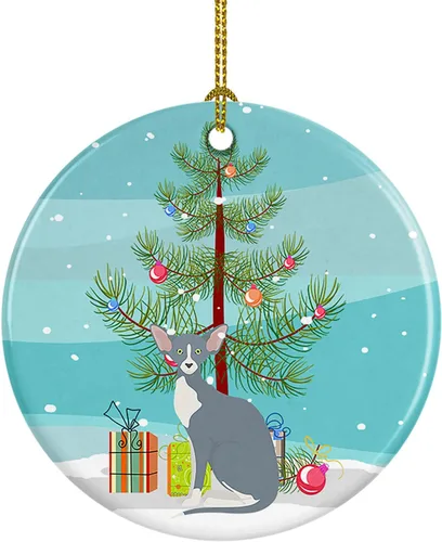 Miniatura 208 de Caroline's Treasures Adorno de cerámica con texto en inglés "Merry Christmas" para colgar en el árbol de Navidad, decoración para el hogar, Navidad
