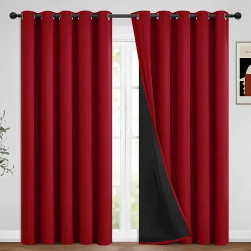 Miniatura 266 de Yakamok Cortinas negras, cortinas de ventana con aislamiento térmico y eficiencia energética para dormitorio, cortinas opacas completas y cortinas