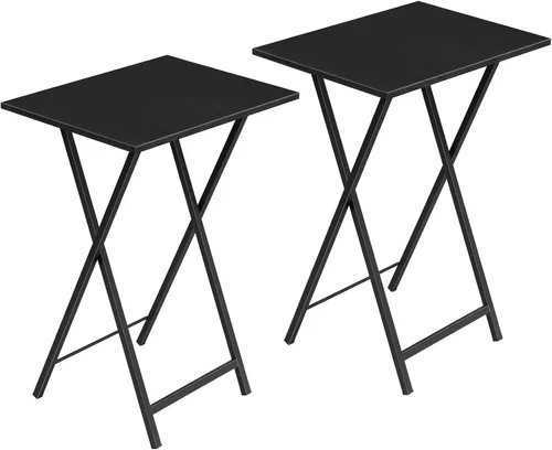 HOOBRO BK25BZ01 - Mesas plegables para TV, juego de 2 mesas auxiliares para espacios pequeños, escritorio industrial para comer en el sofá, marco de