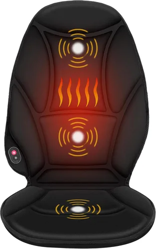 Miniatura 9 de COMFIER Masajeador de espalda con calor, cojín de asiento de masaje por vibración con 8 nodos de masaje y 5 modos, almohadilla de masaje ajustable