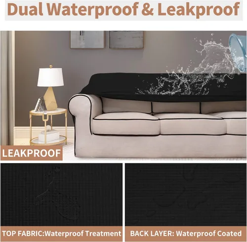 Miniatura 3 de Easy-Going - Funda para sofá 100% impermeable de ambos lados, funda de jacquard elástica, protector de muebles a prueba de derrames, para niños
