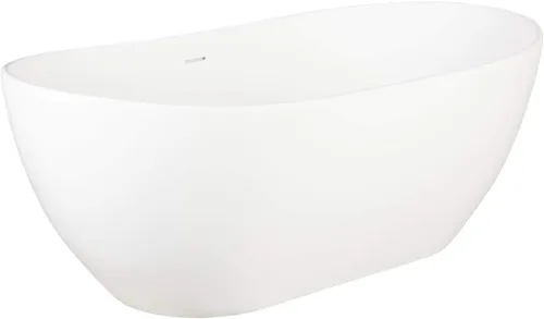 Miniatura 7 de Signature Hardware 306468 Winifred - Bañera independiente de resina de 64 pulgadas con drenaje y desbordamiento integrados, color blanco
