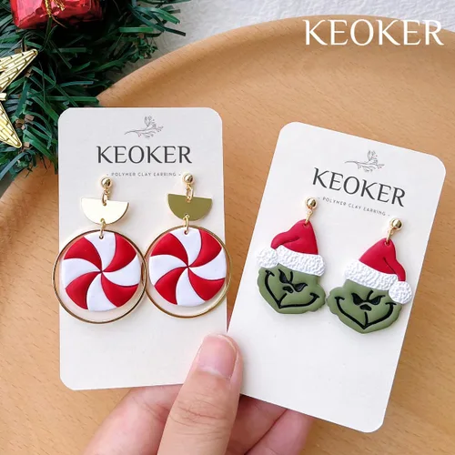 Miniatura 6 de KEOKER Cortadores de arcilla navideña, cortadores de arcilla polimérica de invierno para hacer aretes, cortadores de aretes de arcilla navideña