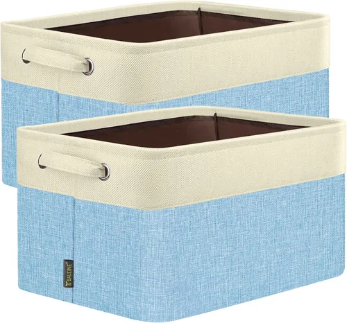 Miniatura 38 de BALEINE 1 paquete de contenedores de almacenamiento de tela para estantes, cestas de almacenamiento de lino para organizar, contenedores decorativos