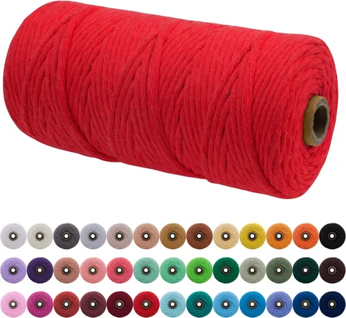 Miniatura 45 de JeogYong Cordón de macramé de un solo hilo 2mm x 164 yardas (492 pies) Cuerda de algodón suave, hilo de macramé 2 mm, suministros de macramé