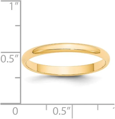 Miniatura 3 de Sólido 14K oro amarillo 2,5mm. redondeadas boda banda anillo, oro amarillo, 6, HRL025-6