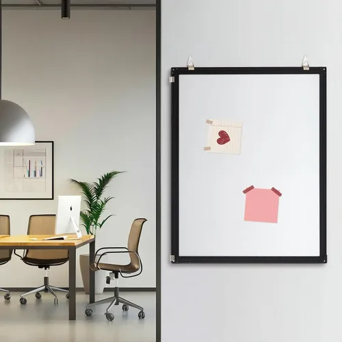 Miniatura 5 de Magnetic Cubicle Whiteboard Wall Mount Dry Erase Board Long Board Black Aluminum Frame Hook Mounting System(24"x20")