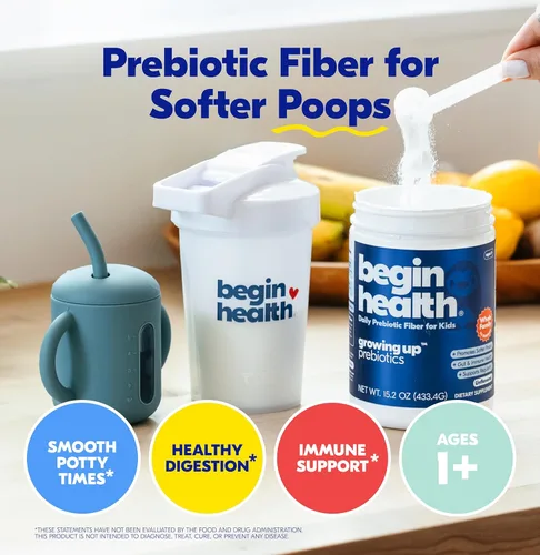 Miniatura 3 de Begin Health Growing Up® Prebióticos para niños 28 paquetes Suavizantes de heces en polvo soluble en prebióticos y suplemento digestivo