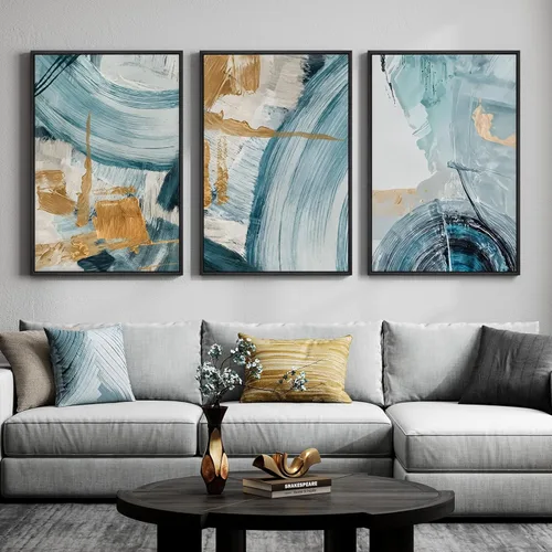 Miniatura 26 de Framed Sage Green Abstract Landscape Wall Art for Bedroom, 3 Piece Modern Canvas Prints Paintings Artwork for Walls, Minimalist Nature Pictures for