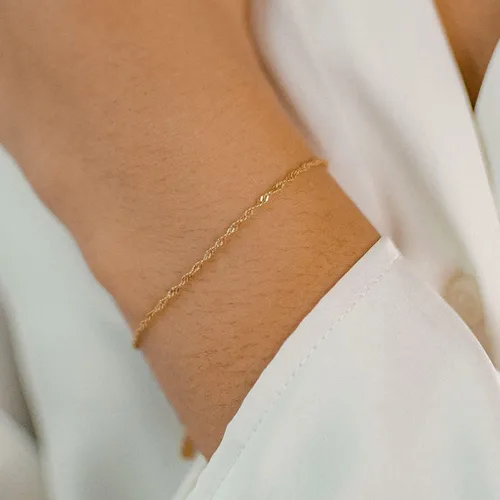 Miniatura 3 de DeScount - Pulsera de cadena de elegante oro para mujer, pulseras de cadena individual o en capas, con eslabón de dije de corazón, karma, triángulo