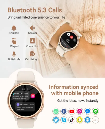 Miniatura 6 de Relojes inteligentes para mujer (respuestahacer llamadas), monitor de actividad de pantalla AMOLED de 1.27 pulgadas con monitor de frecuencia