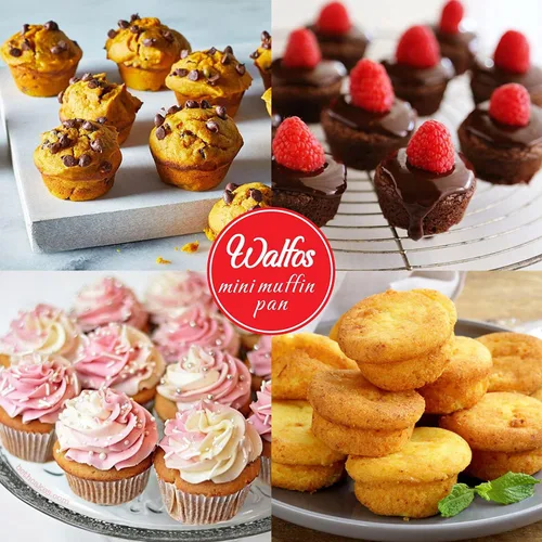 Miniatura 6 de Walfos Mini molde de silicona para magdalenas, 24 tazas, sin BPA y apto para lavavajillas, molde de silicona antiadherente para hornear cupcakes