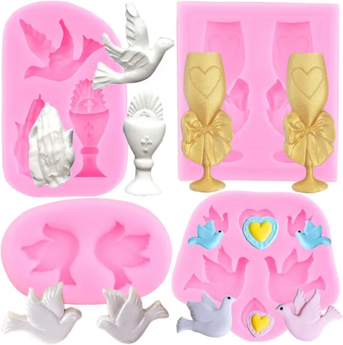 Miniatura 11 de ZiXiang Molde de silicona cruzada para comunión, cáliz, paloma, fondant, molde de bautismo para bautismo, fiesta, decoración de pasteles, decoración