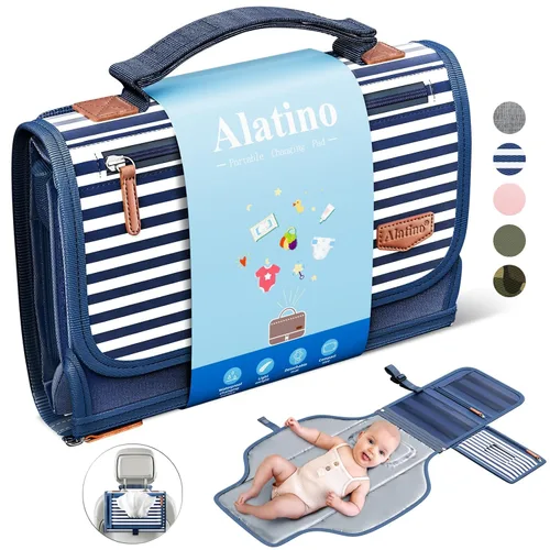 Miniatura 12 de Cambiador de pañales portátil con correa para el hombro, cambiador de viaje desmontable con bolsillo para toallitas para bebé, regalos para baby