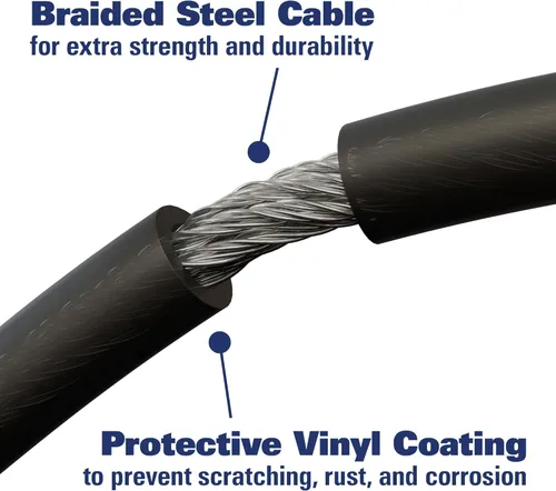 Miniatura 4 de BRINKS Cable de bloqueo para bicicleta resistente para exteriores de 6 pies, paquete de 2, grueso, diseño antirrobo autorrebobinante, combinación