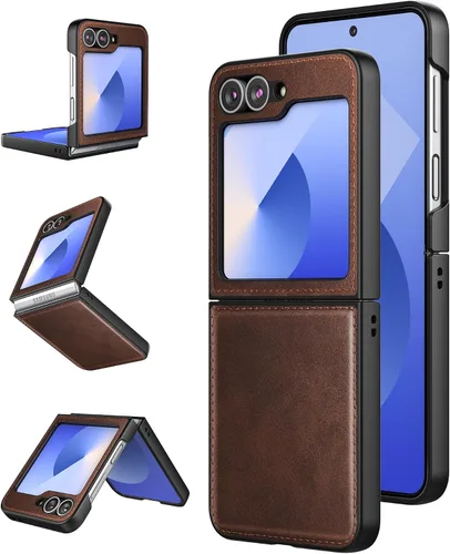 Miniatura 10 de Foluu para Samsung Galaxy Z Flip 5 5G Funda, Funda de Cuero, Cuero PU + Carcasa Rígida de PC Ultra Delgada Slim Duradera Funda Protectora