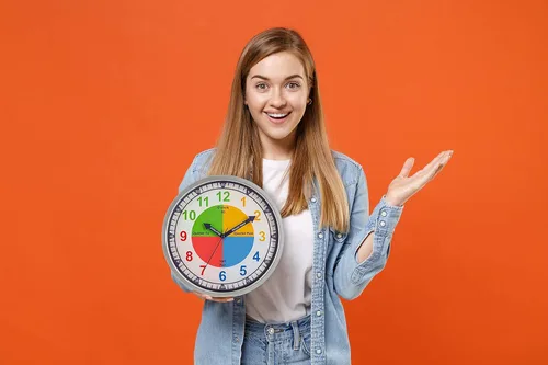 Miniatura 5 de Bernhard Products Reloj de pared colorido para niños, para enseñar el tiempo, silencioso, sin tictac, herramienta de aprendizaje educativa, números