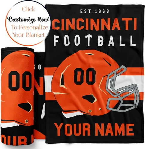 Miniatura 90 de Manta personalizada para fanáticos del fútbol americano – Se envía al día siguiente – Hecha en Estados Unidos – Manta de vellón personalizada